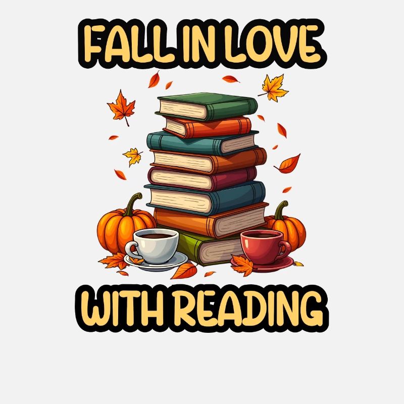 fall in love with reading, Cute fall bookworm