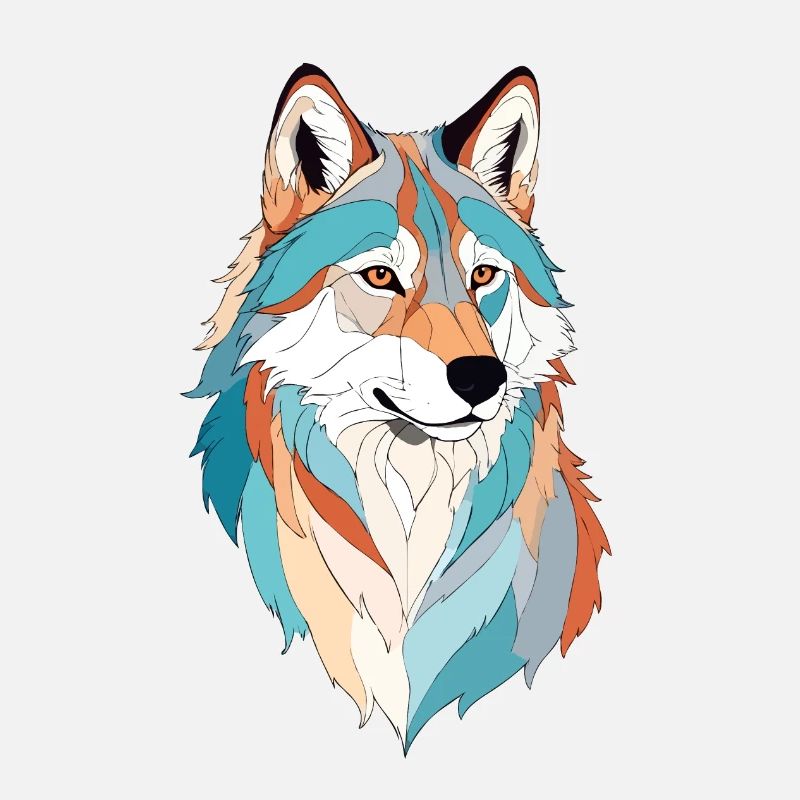 Wolf Vector Art with Vibrant Colour Illustration