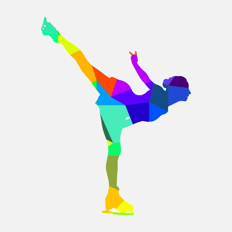 Figure Skating Skate Rainbow Polygon