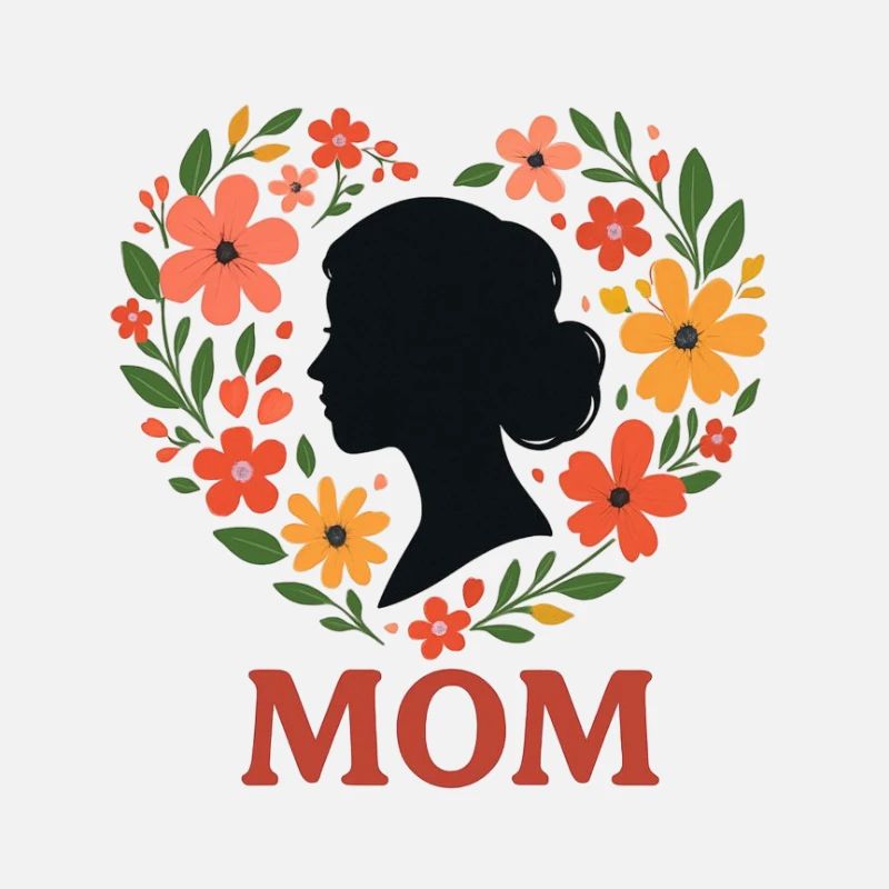 Silhouette de la Mère en couronne florale