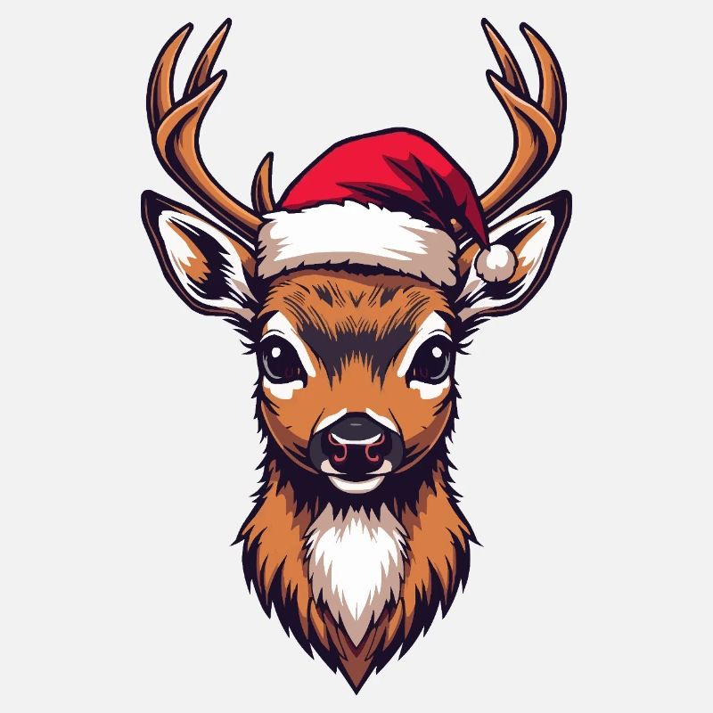 Renne avec chapeau de Père Noël