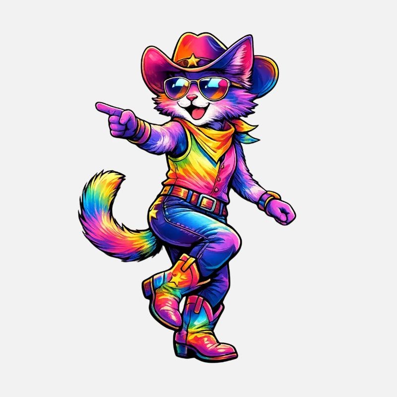 Bunter Katzen-Cowboy