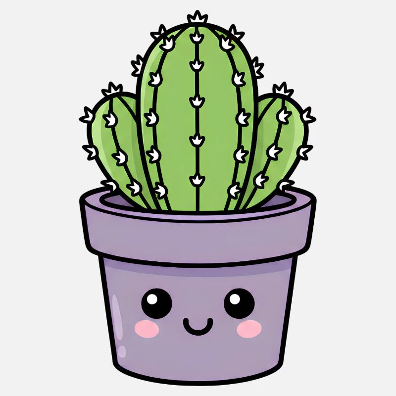 Cactus Kawaii dans un pot violet