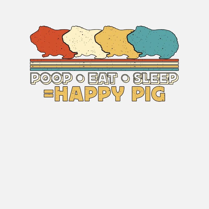 Cochon d’Inde Manger Caca Dormir Cochon Heureux Cochon Retro Cavy Pet
