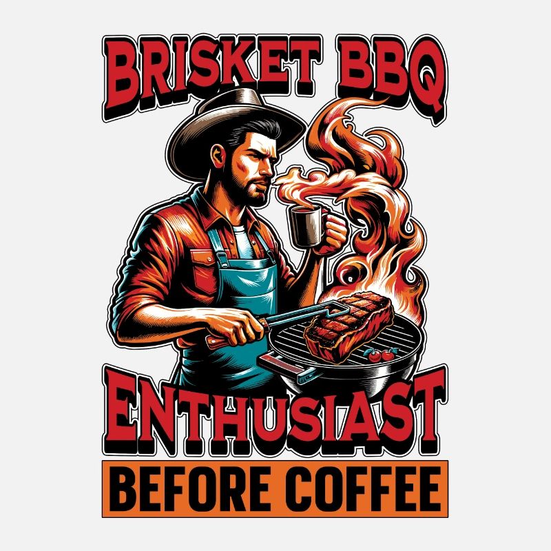 Brisket BBQ Enthusiast Before Grilled Meat Coffee