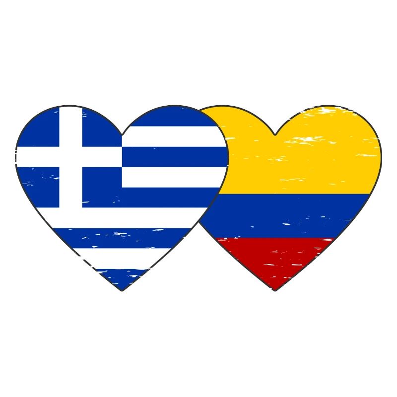 Grèce Colombie Drapeau Coeur Utilisé