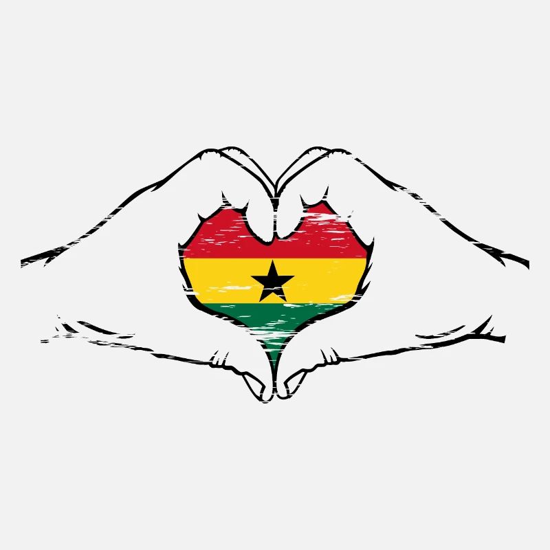 Ghana Flag Heart Shape Used