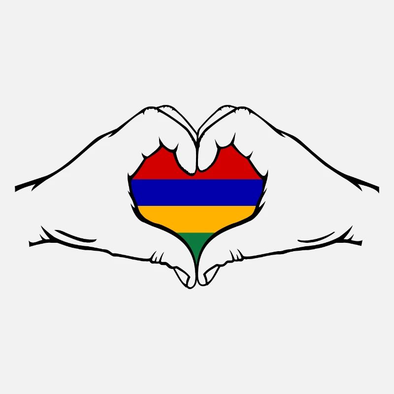 Mauritius Flag Hands Heart Shape