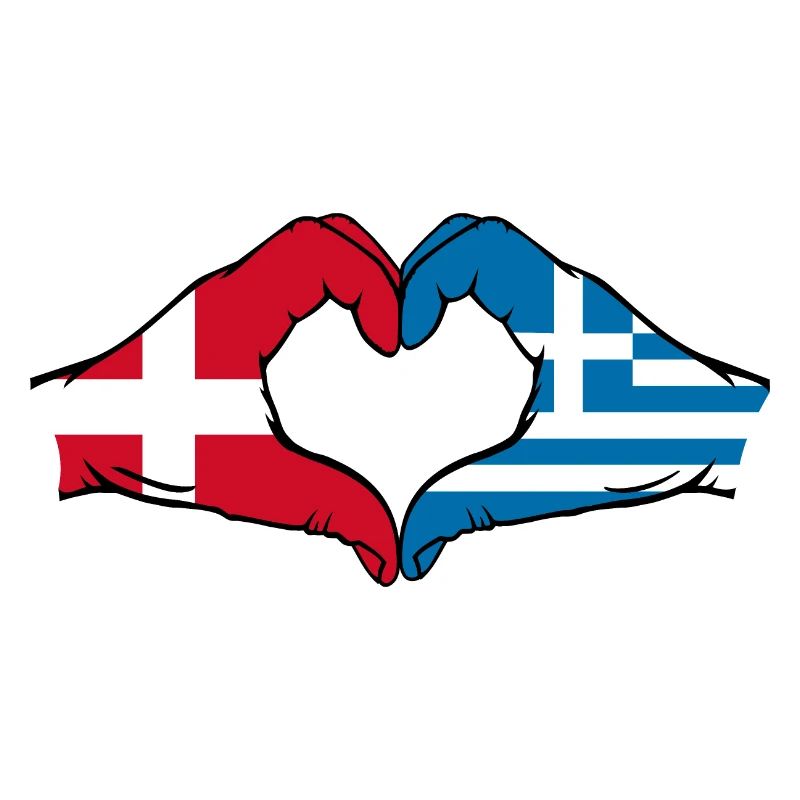 Danemark Grèce Drapeau Mains Coeur Forme