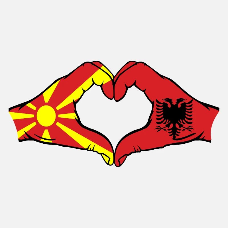 Macédoine Albanie Drapeau Mains Coeur Forme