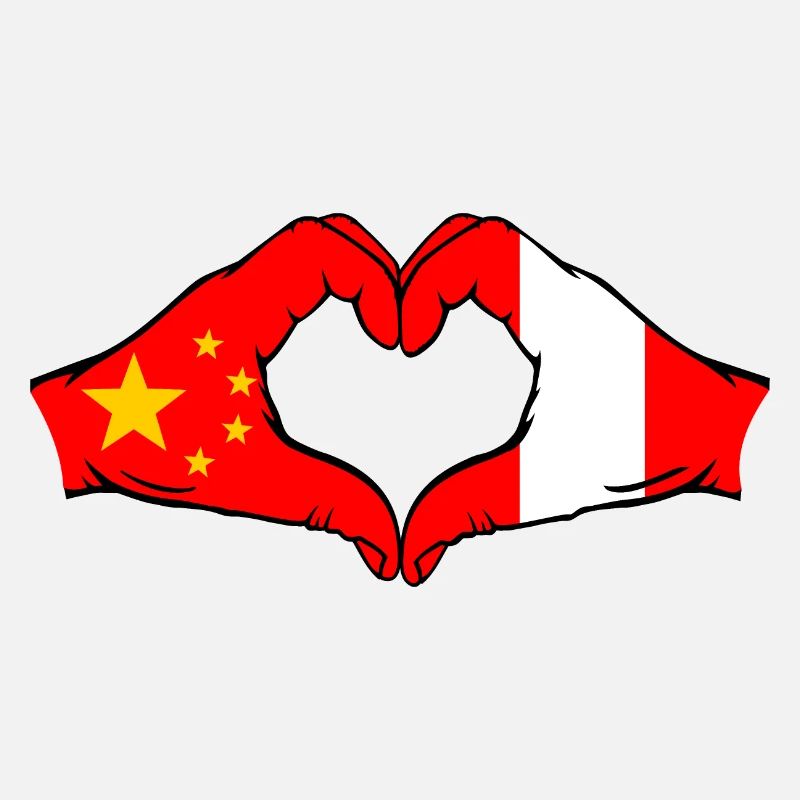 China Peru Flag Heart Shape