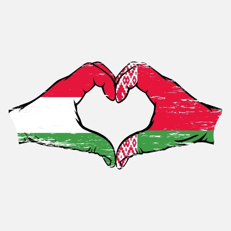 Ungarn Belarus Flagge Hände Herzform used