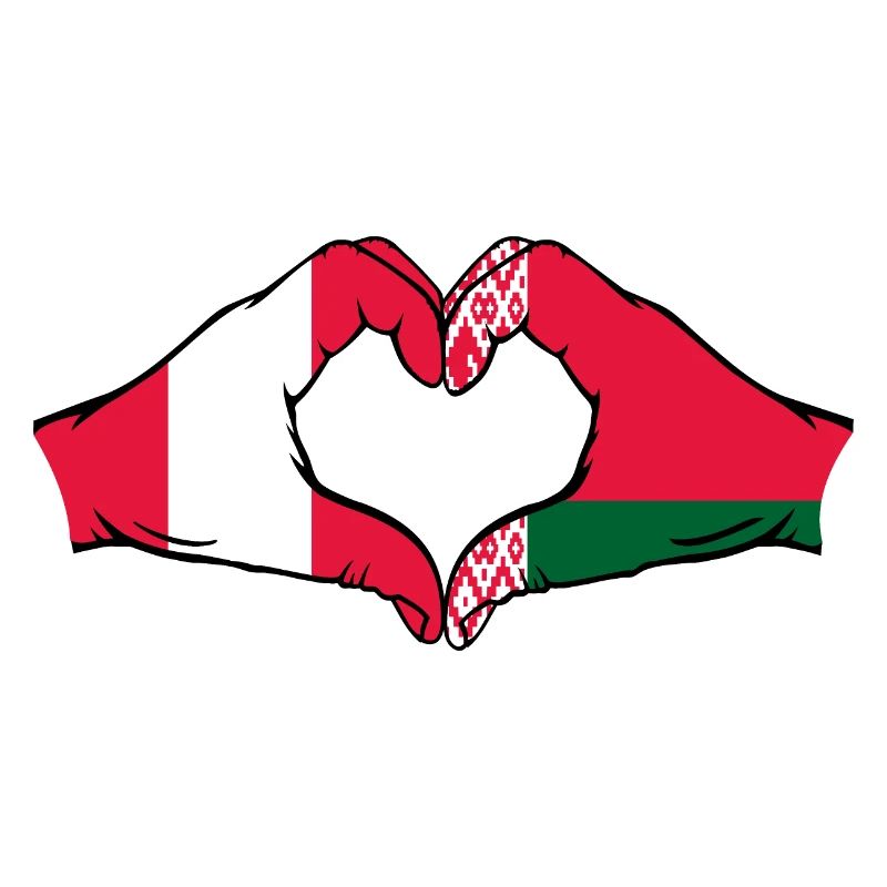Pérou Biélorussie Drapeau Mains Coeur Forme