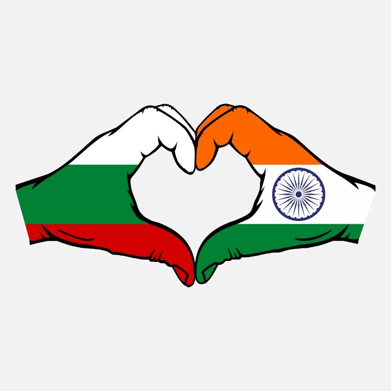 Bulgaria India Flag Hands Heart Shape