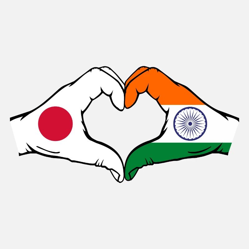 Japan India Flag Hands Heart Shape