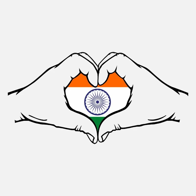 Drapeau de l’Inde Mains Coeur Forme