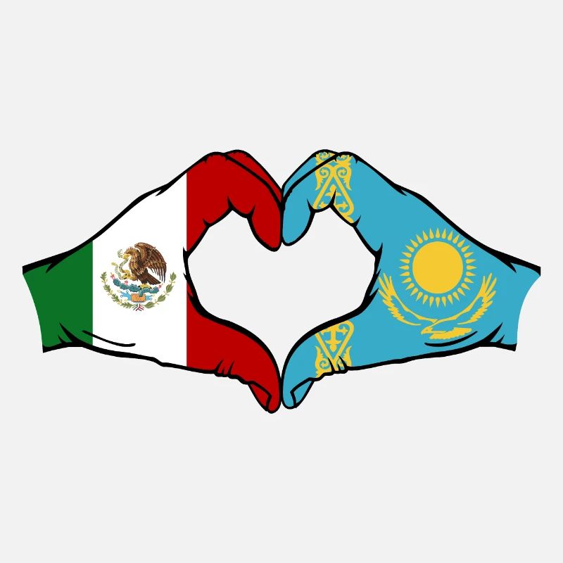 Mexiko Kasachstan Flagge Hände Herzform