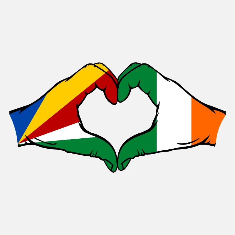 Seychelles Ireland Flag Hands Heart Shape