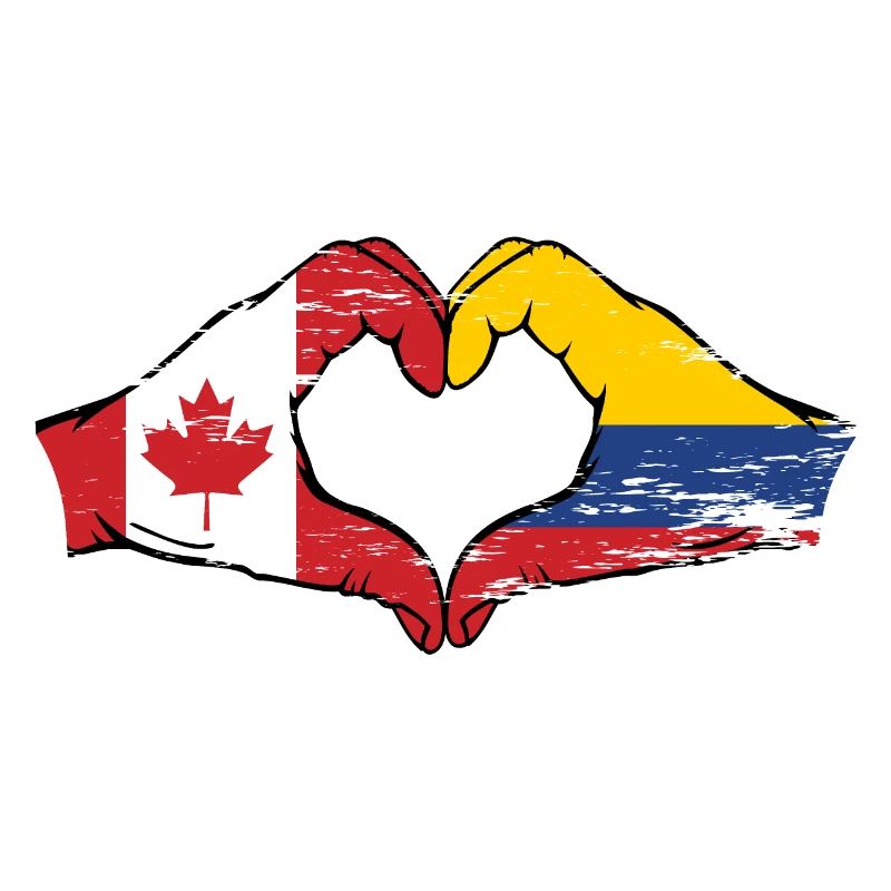 Canada Colombie drapeau mains coeur utilisé