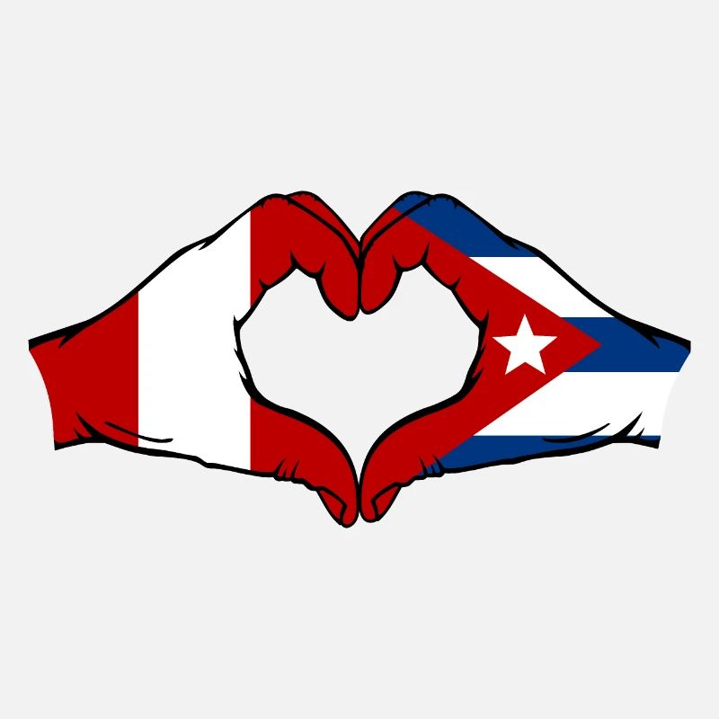 Pérou Cuba Drapeau Mains Coeur Forme