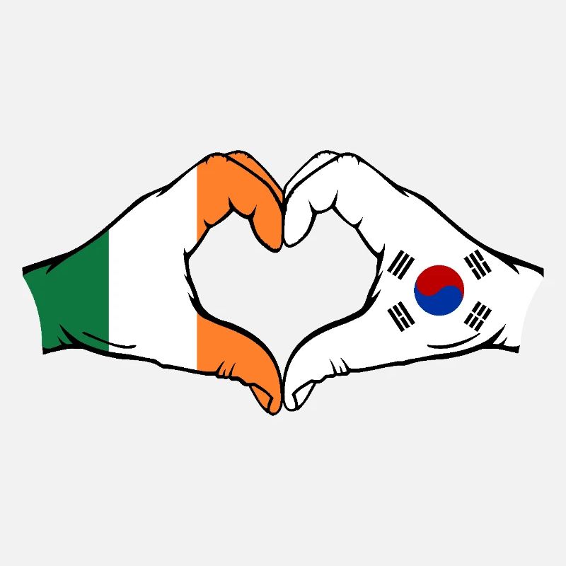 Irlande Corée du Sud Drapeau Mains Coeur Forme