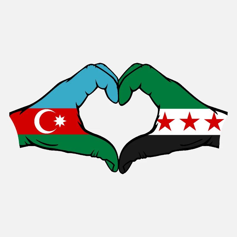 Azerbaijan Syria Flag Hands Heart Shape