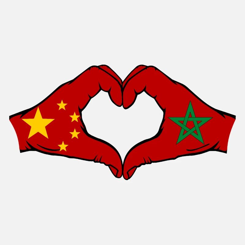 China Morocco Flag Hands Heart Shape