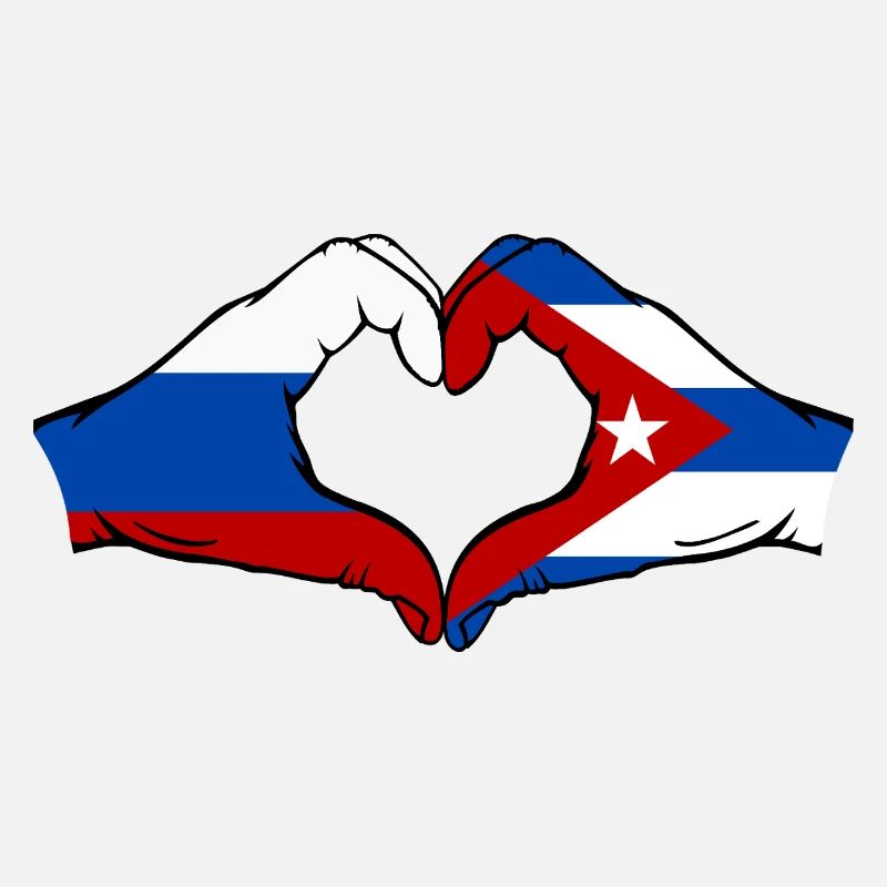 Russie Cuba Drapeau Mains Coeur Forme