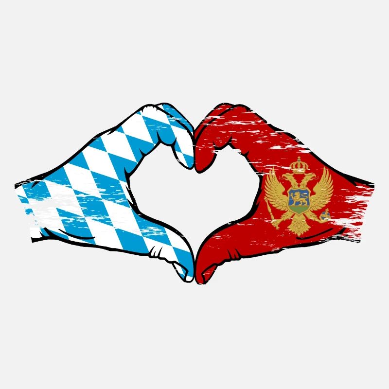 Bavière, Monténégro, drapeau, mains, forme de coeur utilisé