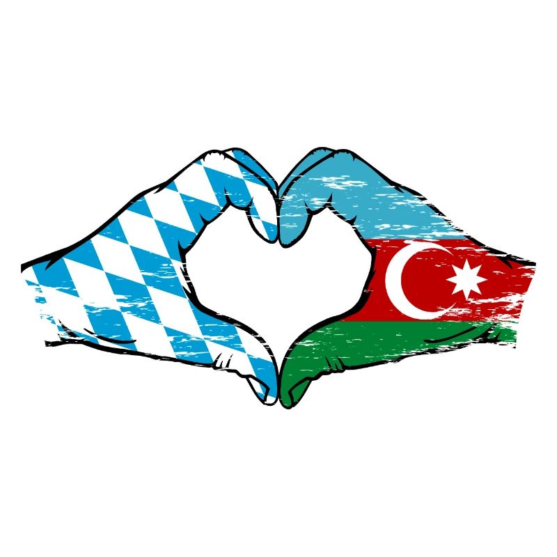 Bavière, Azerbaïdjan, Drapeau, Mains, Forme de coeur Utilisé
