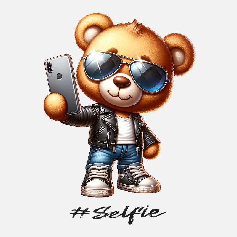 Selfie Bär Mit Lederjacke Sonnenbrille