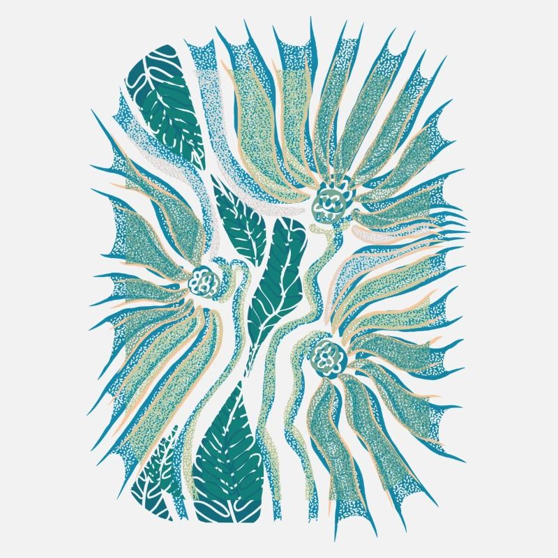 Tropical Abstract Bloom in Teal