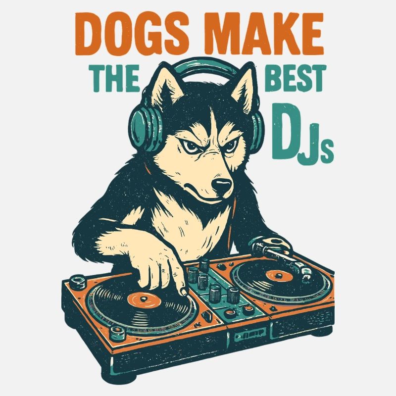 Husky DJ Retro Design: Dogs Make the Best DJs