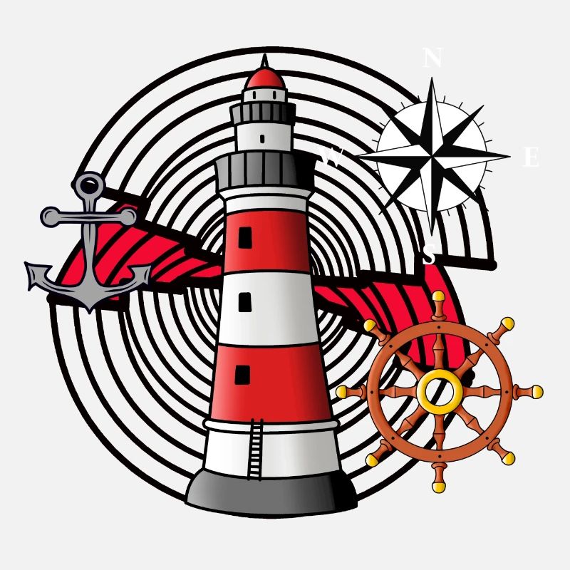 Anker Steuerrad Leuchtturm Windrose Kompass Nautik