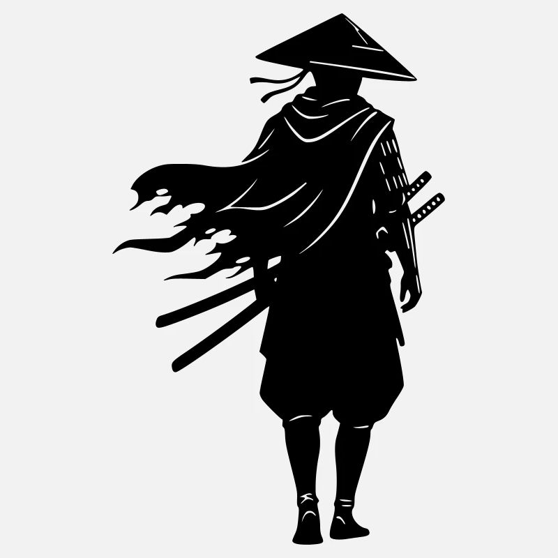 Schatten Krieger Samurai Strohhut