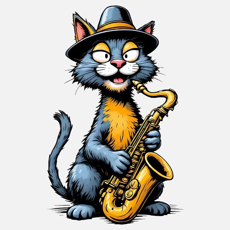 Jazz Cat with Saxophone