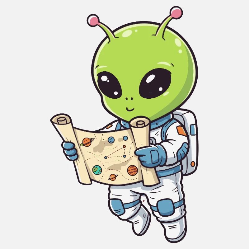 Astronaute extraterrestre avec carte