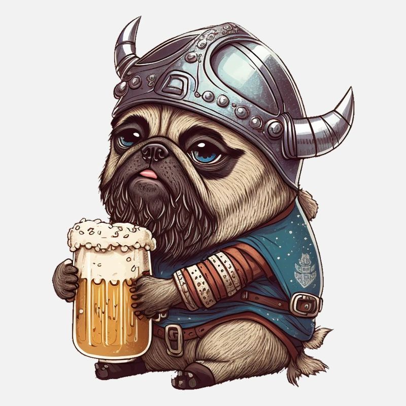 Pug in Viking mode