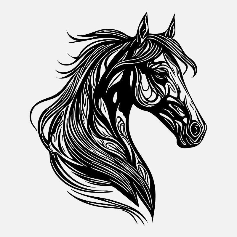 Mare portrait with elegant mane in the wind