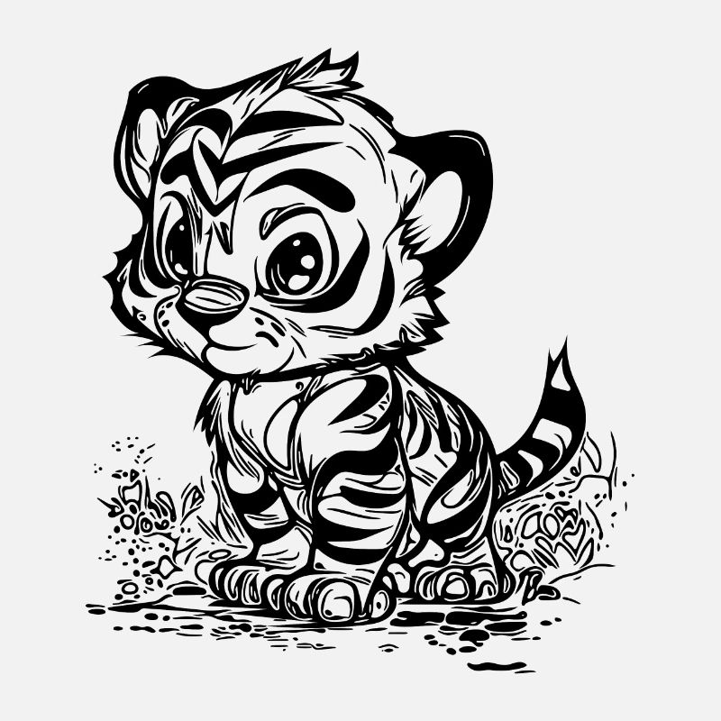 Süsser kleiner Tiger mit putzigem Streifenmuster