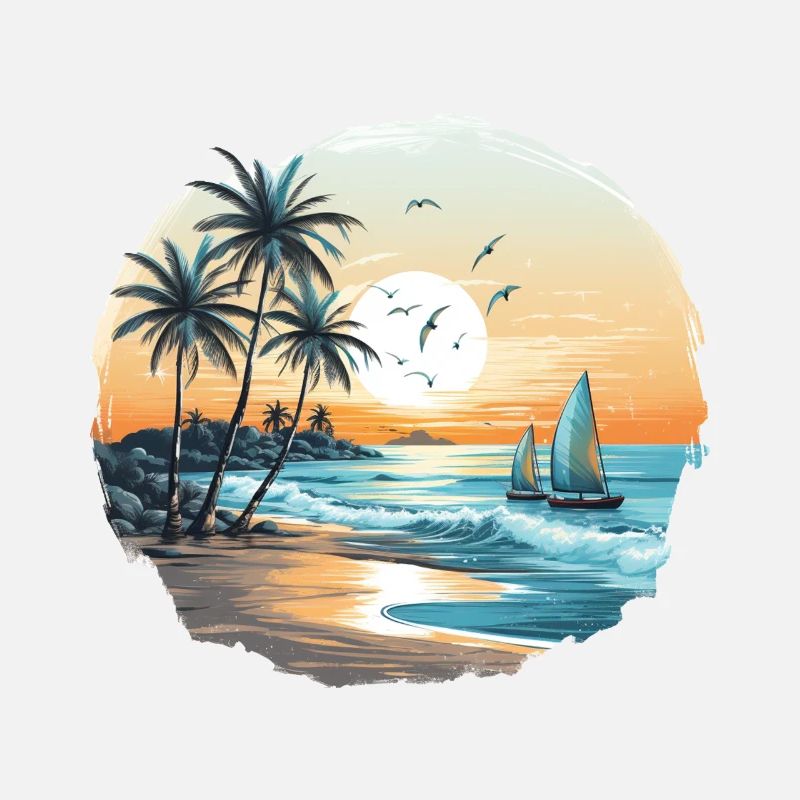 Vibrations de l’océan, vibrations de la plage, coucher de soleil sur la plage, oce