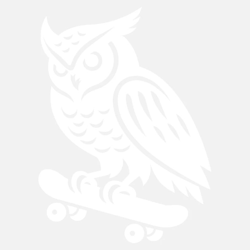 Schneeeule Skateboarder Skatersilhouette Minimalis