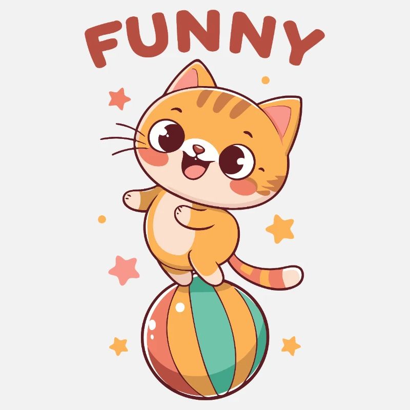 Freche Katze auf Regenbogenball