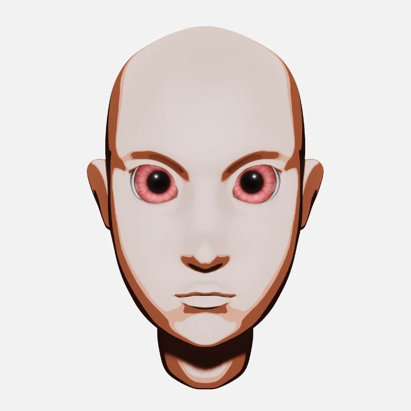 Kopf-Ilustration mit Anime-Augen