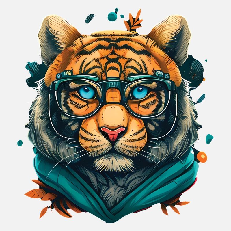 Tiger als Nerd mit Buch