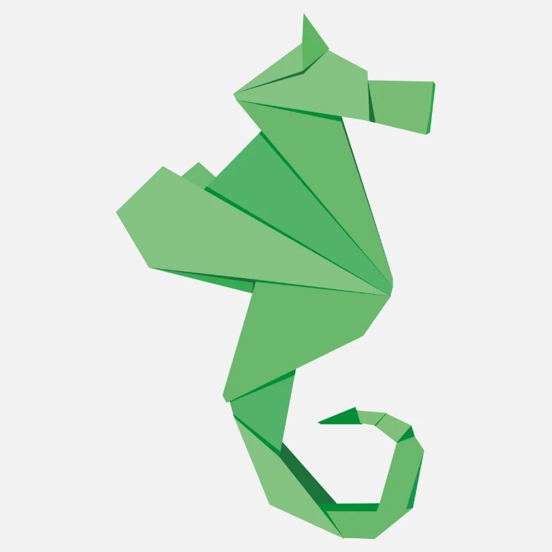 abstrakte Seepferdchen Abzeichen im Origami-Style