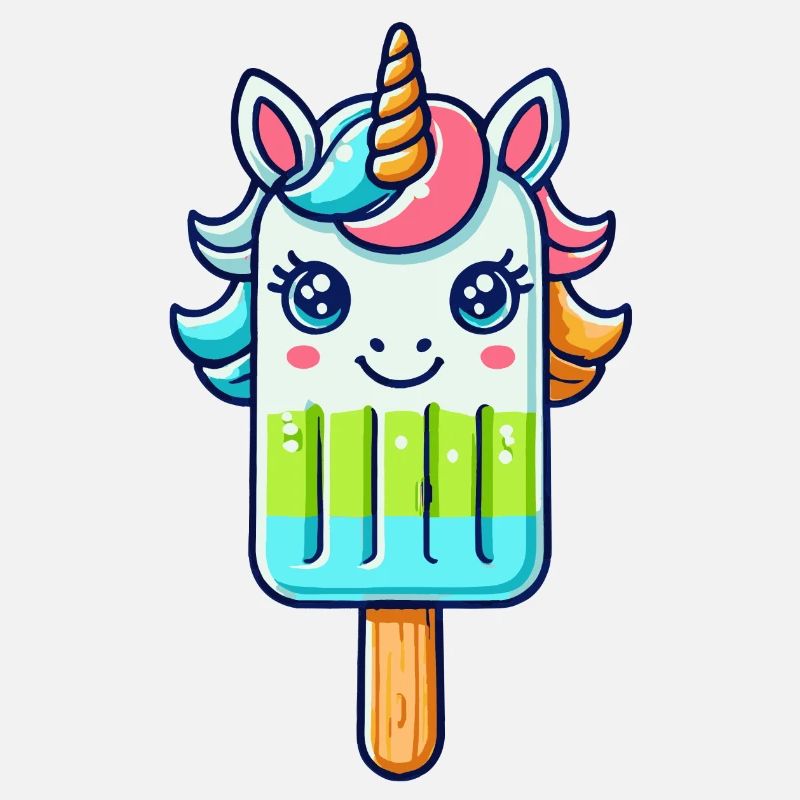 Une glace sur un bâtonnet en forme de licorne colorée