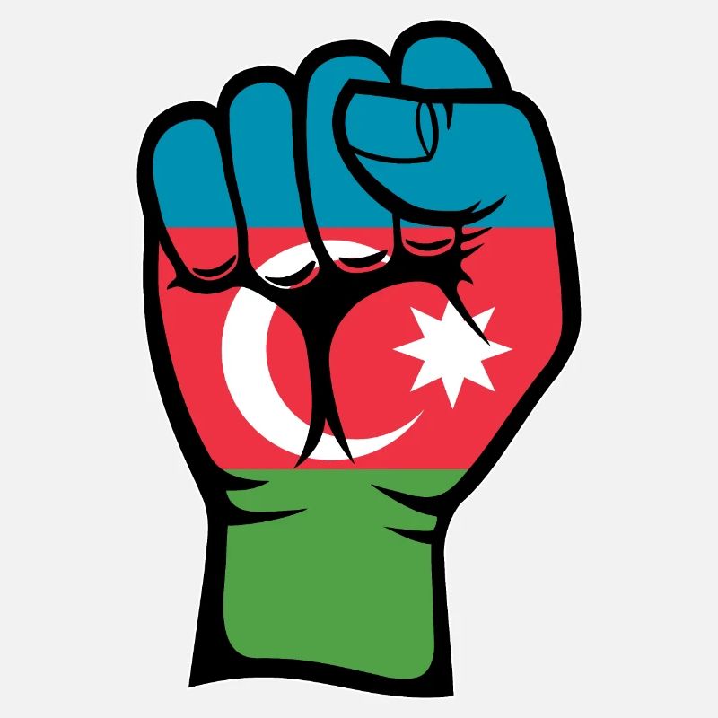 Aserbaidschan Flagge Faust Hand Symbol