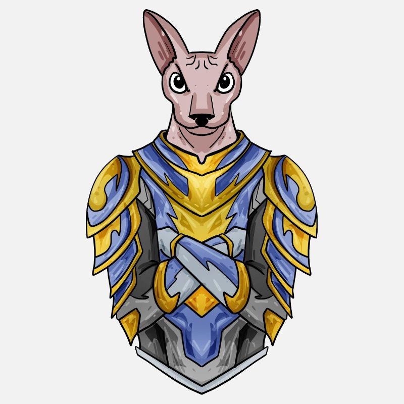 Chevalier Chat Chat Race Sphynx avec Armure