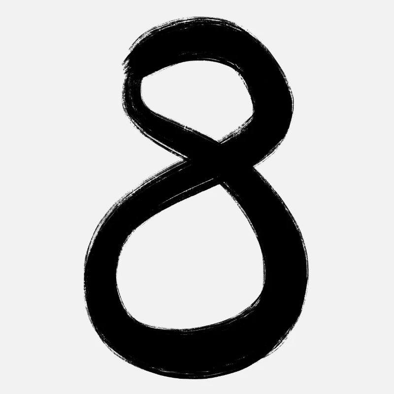 8 Eight Number Hand-Painted Black Gift Idea
